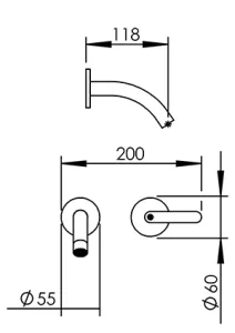 Disegno tecnico del prodotto ELL100