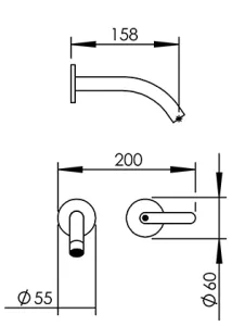 Technical drawing of product ELL180