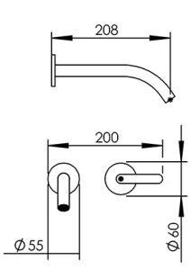 Technical drawing of product ELL210
