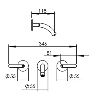 Technical drawing of product ELL250