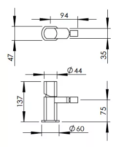Technical drawing of product ELV120