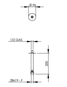 Disegno tecnico del prodotto FLU200