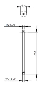 Technical drawing of product FLU500