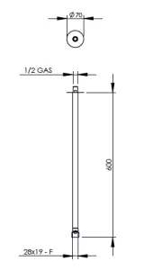 Technical drawing of product FLU600