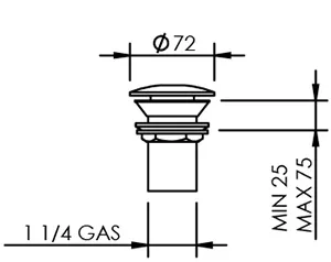 Technical drawing of product PLB100