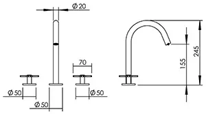 Technical drawing of product PLU224