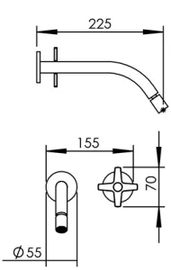 Technical drawing of product PLU225