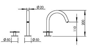 Technical drawing of product PLU240