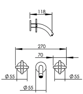 Technical drawing of product PLU250