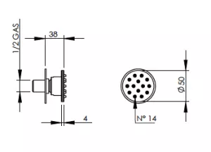 Disegno tecnico del prodotto RUN050