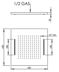 Technical drawing of product TOP422